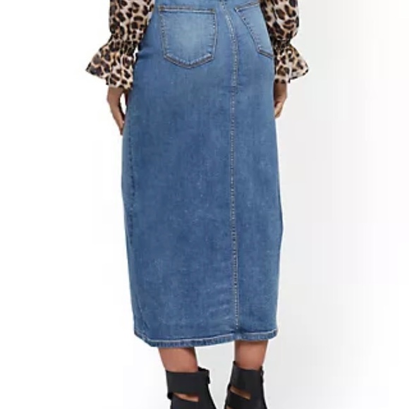 All-Year-Round Must-Have JEAN, DENIM SKIRT!High-Waist Front-Slit, Classic Skirt! - Picture 2 of 16